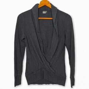 3/$20 Karma Athletics gray open wrap front long sleeve yoga sweater SZ XS